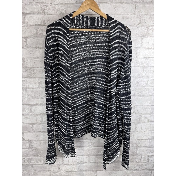 Eileen Fisher Sweaters - Eileen Fisher 100% Cotton Knit Cardigan Sweater Black White‎ Textured Size 1x